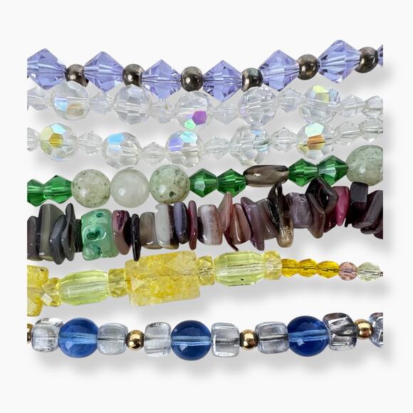 Fashion Tennis Bracelets Lot 6 Colorful Beads Natural Stone Chips Clasp Toggle - Picture 5 of 9